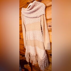 Ryu Blush mixed Fabric Cowl Neck Sweaterdress